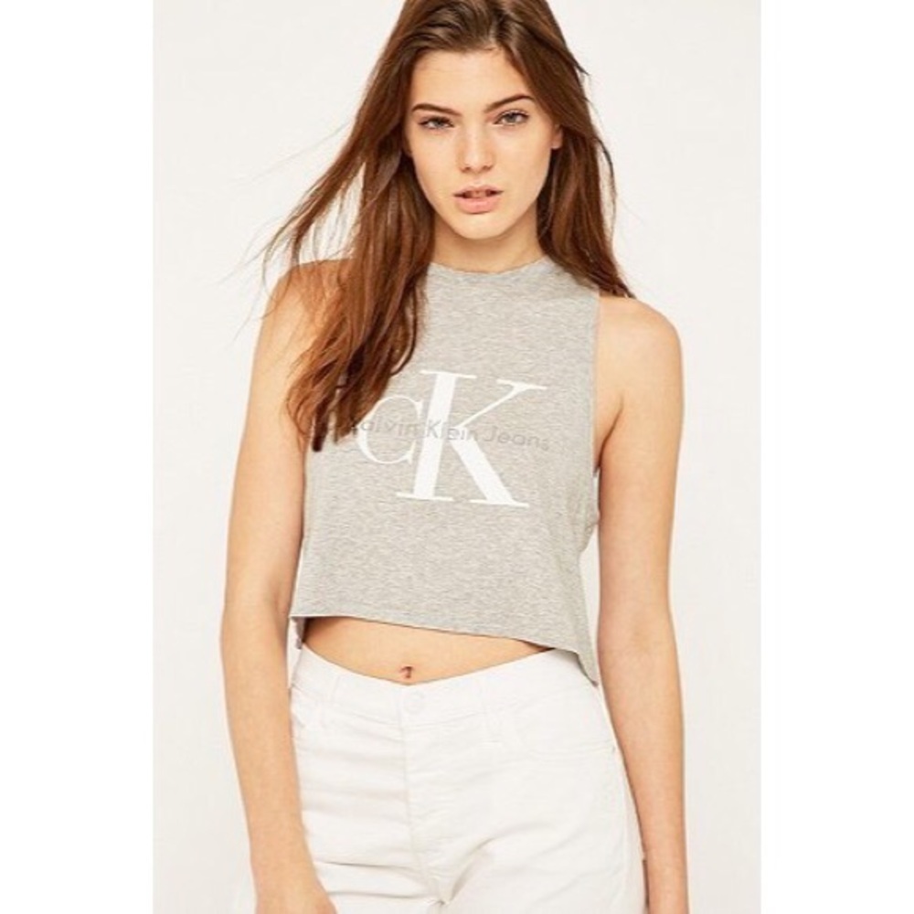 NEW {Calvin Klein} Cropped Logo Tank Top